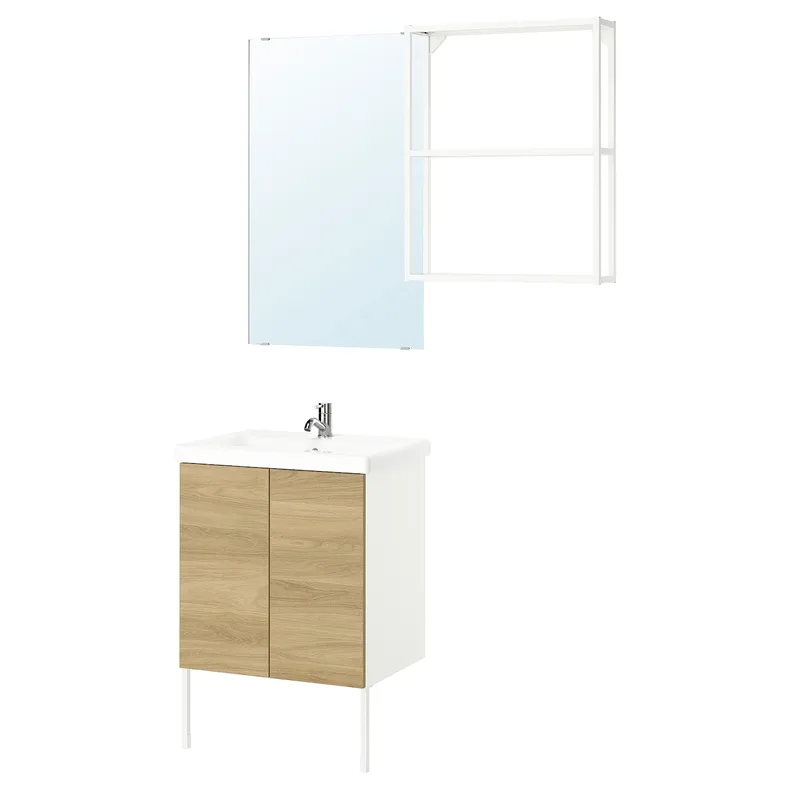 IKEA ENHET ЭНХЕТ, ванная, белый / имит. дуб, 64x43x87 см 695.471.49 фото №1