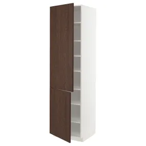IKEA METOD МЕТОД, висока шафа із полицями / 2 дверцят, білий / СІНАРП коричневий, 60x60x220 см 194.680.93 фото