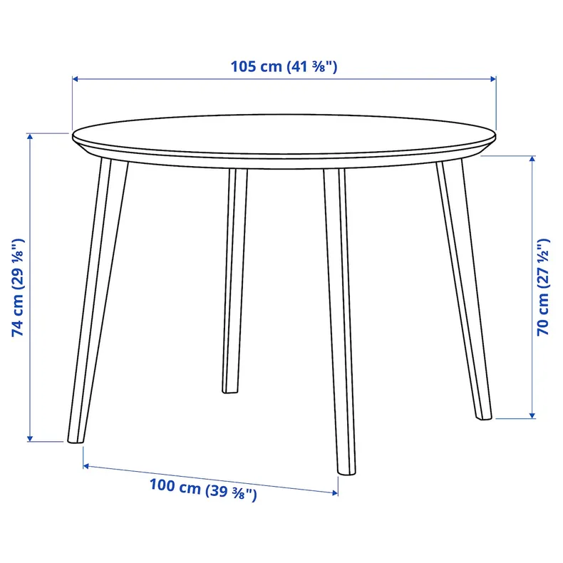 IKEA LISABO ЛІСАБО / LISABO ЛІСАБО, стіл+4 стільці, шпон з ясена / ясена, 105 см 695.548.56 фото №3