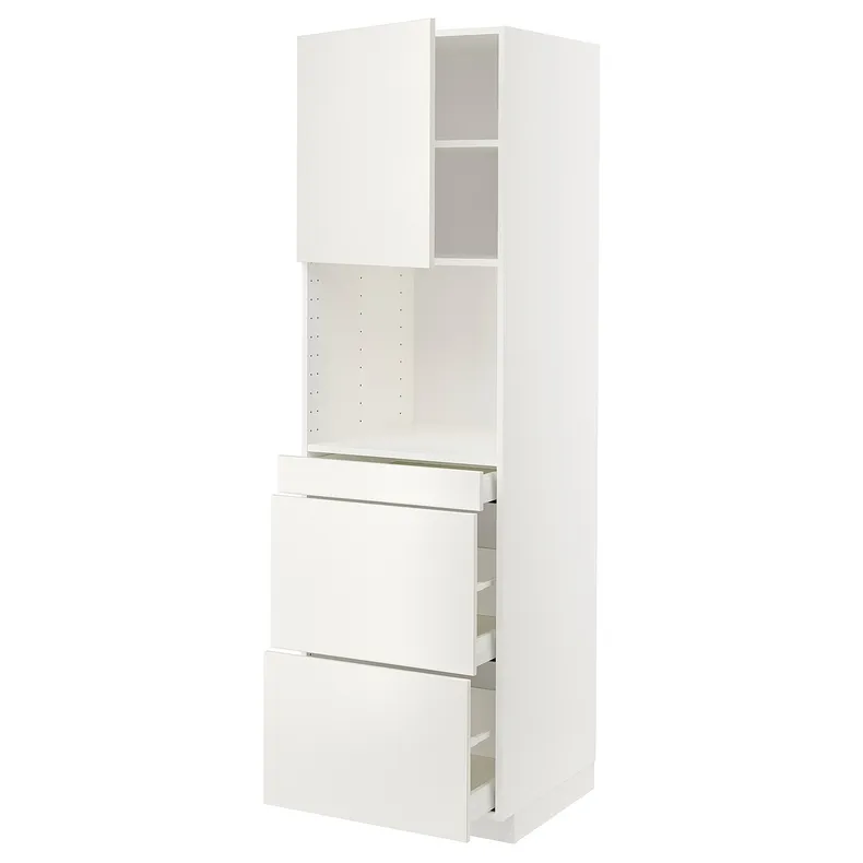 IKEA METOD МЕТОД / MAXIMERA МАКСИМЕРА, высокий шкаф д / СВЧ / дверца / 3ящика, белый / белый, 60x60x200 см 294.582.58 фото №1
