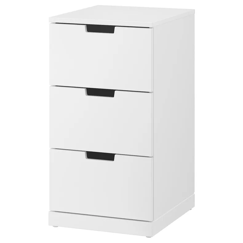 IKEA NORDLI НОРДЛІ, комод із 3 шухлядами, білий, 40x76 см 392.398.35 фото №1