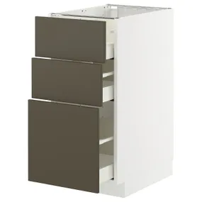 IKEA METOD МЕТОД / MAXIMERA МАКСИМЕРА, напольный шкаф с 3 ящиками, белый/гавсторпский коричневый/бежевый, 40x60 см 995.587.54 фото