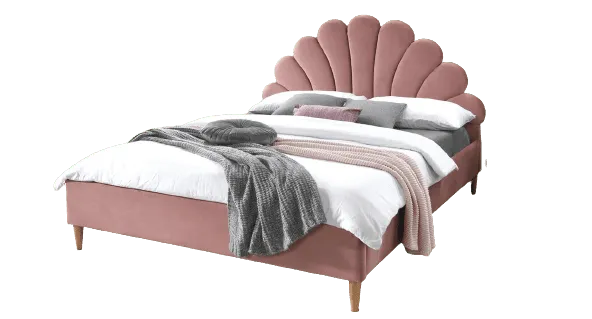 Двуспальная кровать SIGNAL SANTANA Velvet, Bluvel 52 - античный розовый, 160x200 фото №1