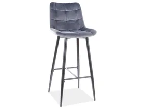 Барный стул бархатный, хокер SIGNAL CHIC H-1, Bluvel 14 - серый фото