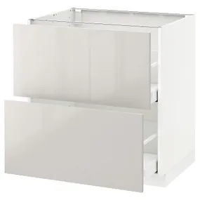 IKEA METOD МЕТОД / MAXIMERA МАКСІМЕРА, підлогова шафа / 2 фронт пан / 2 вис шх, білий / Ringhult світло-сірий, 80x60 см 491.417.96 фото