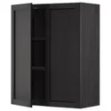IKEA METOD МЕТОД, навесной шкаф с полками / 2дверцы, черный / Лерхиттан с черными пятнами, 80x100 см 694.663.55 фото thumb №1