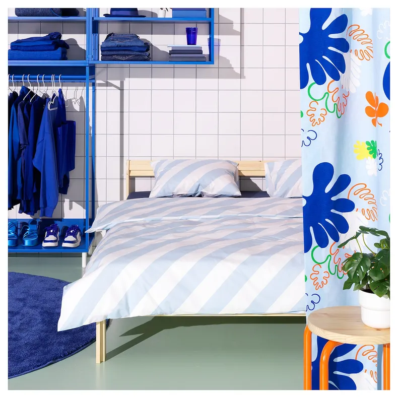 IKEA SLÖJSILJA СЛЕЙСІЛЬЯ, підковдра і 2 наволочки, світло-блакитний / білий / смужки, 200x200 / 50x60 см 505.613.81 фото №2