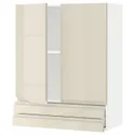 IKEA METOD МЕТОД / MAXIMERA МАКСІМЕРА, навісна шафа, 2 дверцят / 2 шухляди, білий / Voxtorp високий глянець світло-бежевий, 80x100 см 294.589.27 фото thumb №1
