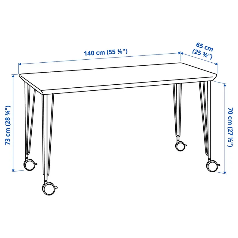 IKEA ANFALLARE АНФАЛЛАРЕ / KRILLE КРІЛЛЕ, письмовий стіл, бамбук / чорний, 140x65 см 895.099.95 фото №2
