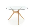 Стекляный стол кухонный HALMAR ASHMORE 120x77 см, столешница - прозрачная, ножка - натуральная фото thumb №10