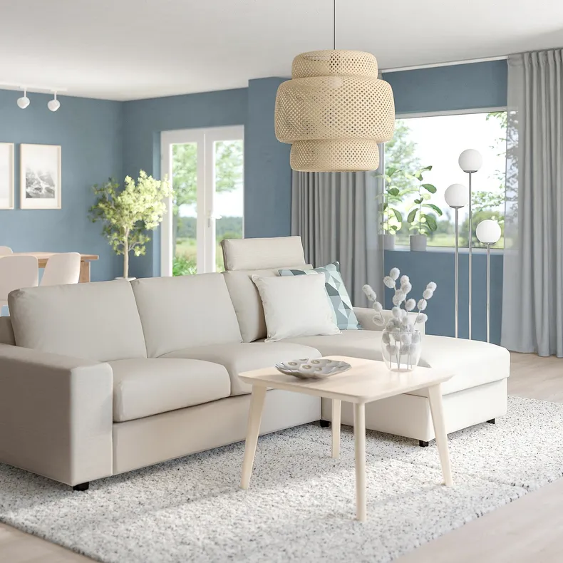 IKEA VIMLE ВІМЛЕ, 3-місний диван із кушеткою, з узголів'ям з широкими підлокітниками / ГУННАРЕД бежевий 694.013.02 фото №2
