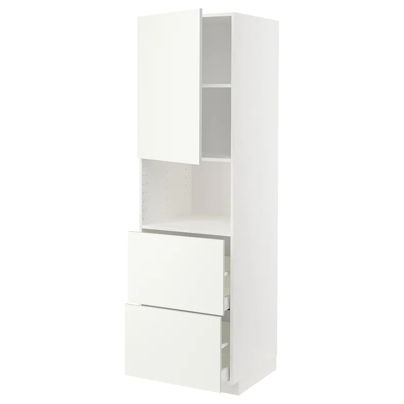 IKEA METOD МЕТОД / MAXIMERA МАКСИМЕРА, высокий шкаф д / СВЧ / дверца / 2ящика, белый / Вальстена белый, 60x60x200 см 295.074.52 фото №1