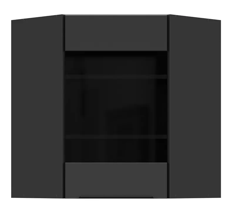 BRW Кутова кухонна шафа Sole L6 60 см з вітриною зліва чорна матова, чорний/чорний матовий FM_GNWU_60/72_LV-CA/CAM фото №1