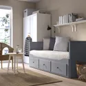 IKEA HEMNES ХЕМНЭС, кушетка с 2 матрасами / 3ящиками, серый / Ваннарейд твердый, 80x200 см 993.909.48 фото thumb №3