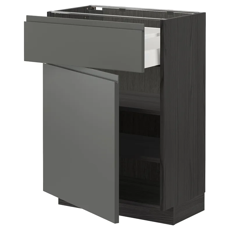 IKEA METOD МЕТОД / MAXIMERA МАКСИМЕРА, напольный шкаф с ящиком / дверцей, черный / Воксторп темно-серый, 60x37 см 294.651.69 фото №1