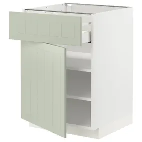 IKEA METOD МЕТОД / MAXIMERA МАКСІМЕРА, підлогова шафа з шухлядами та дверц, білий / Стенсунд світло-зелений, 60x60 см 294.874.87 фото