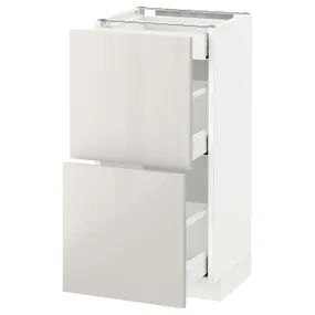 IKEA METOD МЕТОД / MAXIMERA МАКСИМЕРА, напольный шкаф / 2фасада / 3ящика, белый / светло-серый, 40x37 см 091.425.90 фото