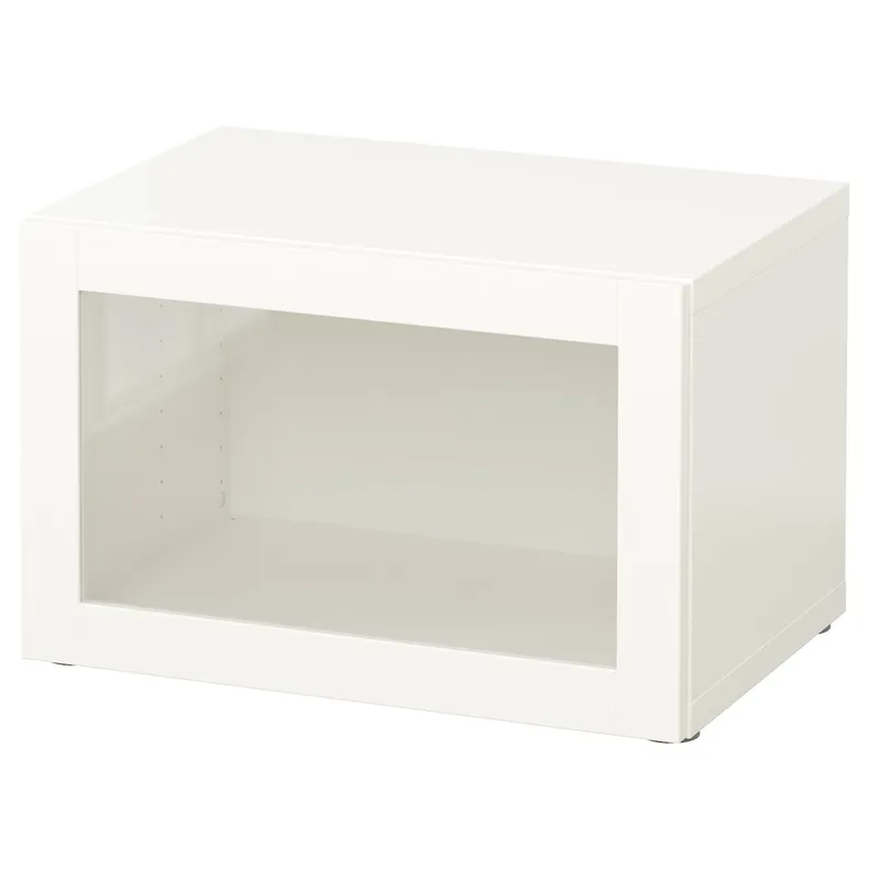IKEA BESTÅ БЕСТО, секція полиць зі скляними дверцятам, білий/СІНДВІК білий прозоре скло, 60x42x38 см 990.476.35 фото №1