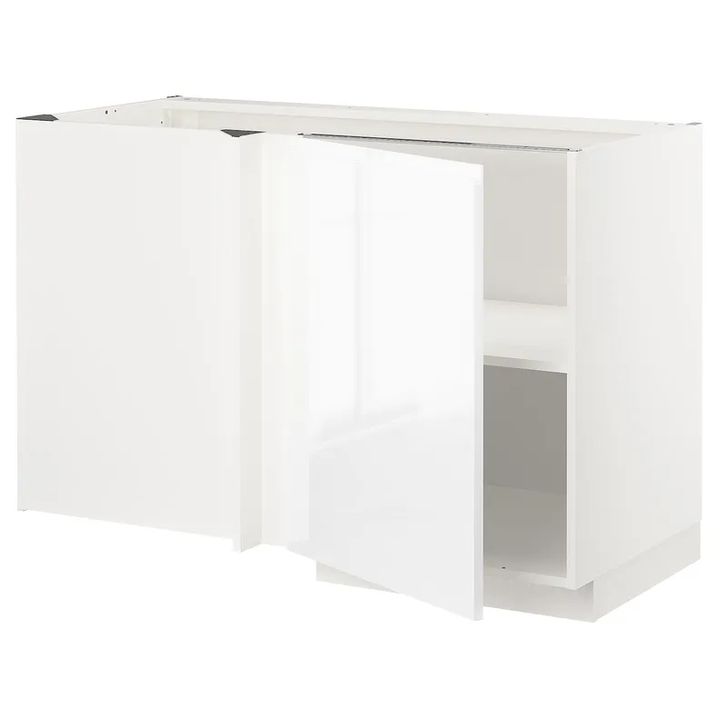 IKEA METOD МЕТОД, угловой напольный шкаф с полкой, белый / Воксторп глянцевый / белый, 128x68 см 494.612.26 фото №1