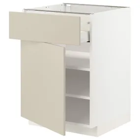 IKEA METOD МЕТОД / MAXIMERA МАКСИМЕРА, напольный шкаф с ящиком / дверцей, белый / гавсторпский бежевый, 60x60 см 594.561.11 фото