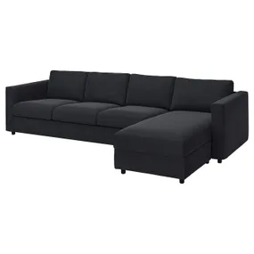 IKEA VIMLE ВІМЛЕ, 4-місний диван із кушеткою, САКСЕМАРА чорно-синій 893.995.34 фото