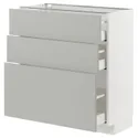 IKEA METOD МЕТОД / MAXIMERA МАКСИМЕРА, напольный шкаф с 3 ящиками, белый / светло-серый, 80x37 см 795.381.73 фото thumb №1