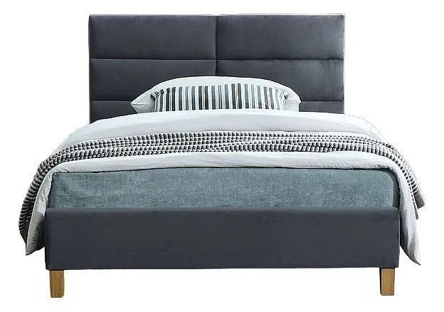 Кровать односпальная бархатная SIGNAL SIERRA Velvet, серый, 120x200 фото №2