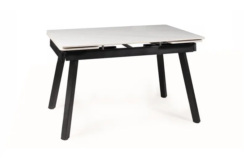 Обеденный раскладной стол SIGNAL JOHNN, белый мрамор / черный матовый, 85x120 фото №4