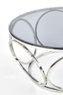 Журнальный столик HALMAR VENUS, 80/44 см, рама - серебро, стекло - дымчатое фото thumb №5
