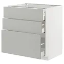 IKEA METOD МЕТОД / MAXIMERA МАКСИМЕРА, напольный шкаф с 3 ящиками, белый / светло-серый, 80x60 см 995.393.60 фото thumb №1