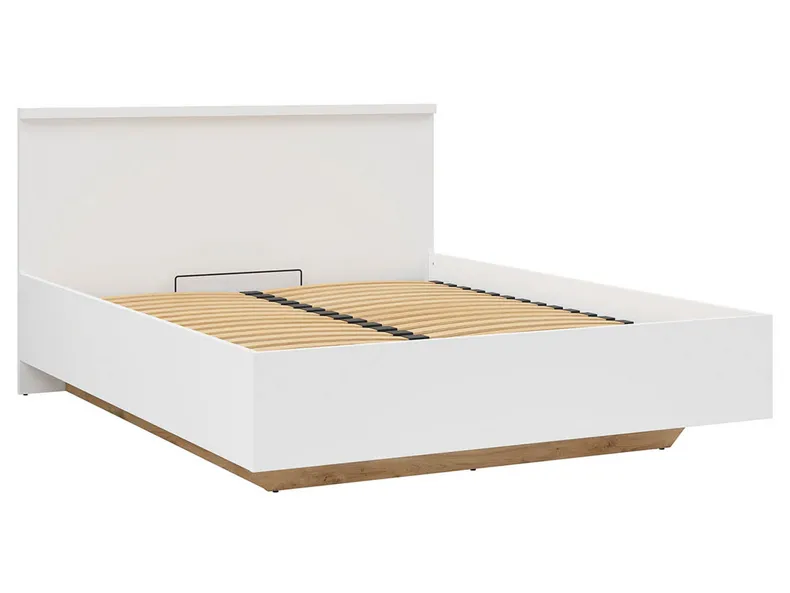 BRW Erla, ліжко з ящиком для зберігання 160, біла/дубова мінерва LOZ/160/B-DMV/BI фото №1