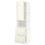 IKEA METOD МЕТОД / MAXIMERA МАКСІМЕРА, висока шафа для мікрох печі, 2 шухл, білий / БУДБІН кремово-білий, 60x60x220 см 194.684.13 фото