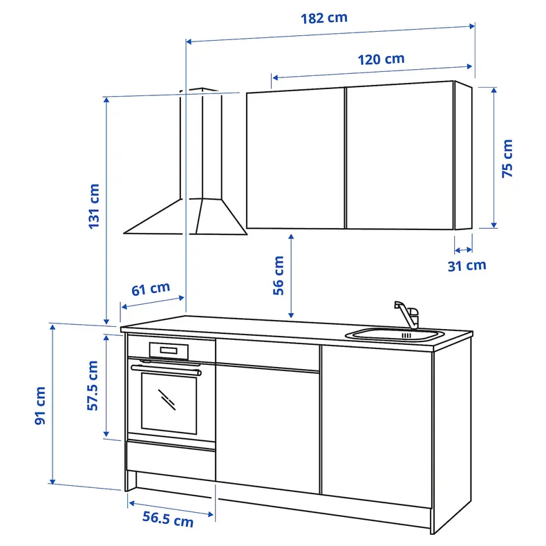 IKEA KNOXHULT КНОКСХУЛЬТ, кухня, серый, 180x61x220 см 791.804.42 фото №11