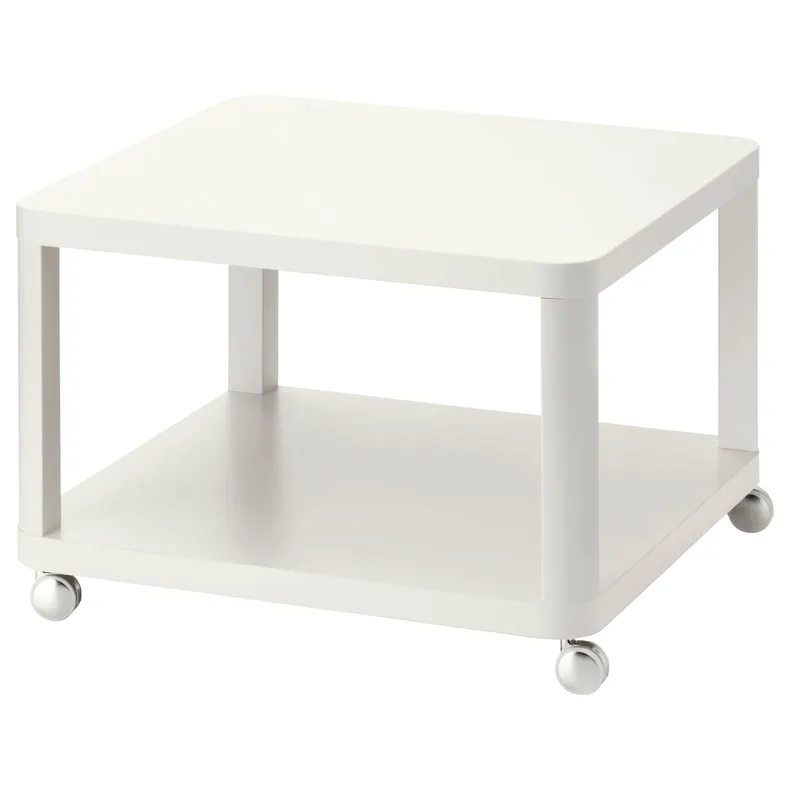 IKEA TINGBY ТИНГБИ, стол приставной на колесиках, белый, 64x64 см 202.959.25 фото №1