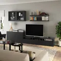 IKEA BESTÅ БЕСТО / LACK ЛАКК, шкаф для ТВ, комбинация, черно-коричневый, 300x42x195 см 893.987.37 фото thumb №2