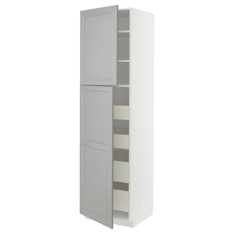 IKEA METOD МЕТОД / MAXIMERA МАКСІМЕРА, висока шафа, 2 дверцят / 4 шухляди, білий / сірий Бодбін, 60x60x220 см 394.571.59 фото №1