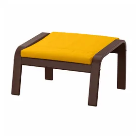 IKEA POÄNG ПОЭНГ, табурет для ног, коричневый / желтый Скифтебо 993.872.67 фото