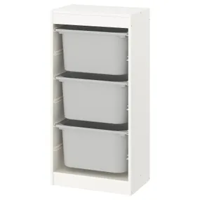 IKEA TROFAST ТРУФАСТ, комбінація для зберіган +контейнери, білий/сірий, 46x30x94 см 095.332.87 фото