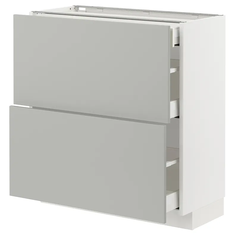 IKEA METOD МЕТОД / MAXIMERA МАКСИМЕРА, напольный шкаф / 2 фасада / 3 ящика, белый / светло-серый, 80x37 см 495.379.76 фото №1
