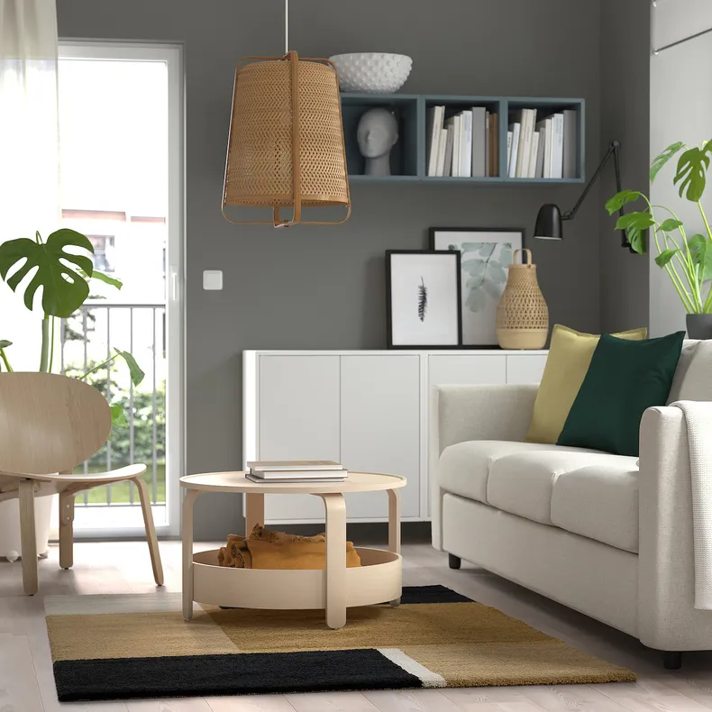IKEA SKRIFTSPRÅK СКРІФТСПРОК, килим, короткий ворс, жовто-коричневий / темно-синій, 133x195 см 505.449.09 фото №4