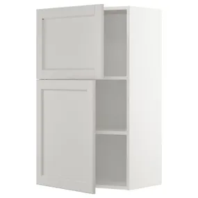 IKEA METOD МЕТОД, навісна шафа з полицями / 2 дверцят, білий / світло-сірий Lerhyttan, 60x100 см 794.680.71 фото