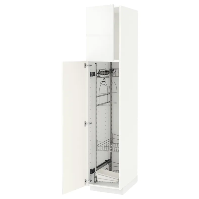 IKEA METOD МЕТОД, высокий шкаф с отд д / акс д / уборки, белый / Рингхульт белый, 40x60x200 см 094.643.97 фото №1