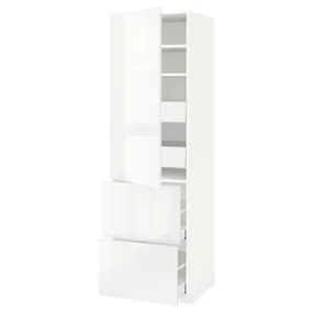 IKEA METOD МЕТОД / MAXIMERA МАКСИМЕРА, высокий шкаф+полки / 4ящ / двр / 2фасада, белый / Рингхульт белый, 60x60x200 см 493.556.45 фото