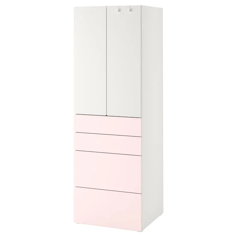 IKEA SMÅSTAD СМОСТАД / PLATSA ПЛАТСА, гардероб, білий блідо-рожевий/з 4 шухлядами, 60x57x181 см 194.309.05 фото №1