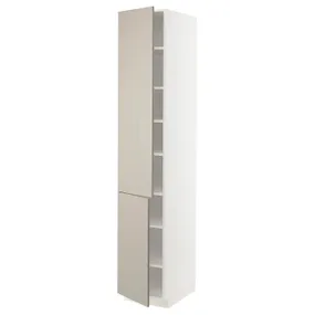 IKEA METOD МЕТОД, висока шафа із полицями / 2 дверцят, білий / стенсундський бежевий, 40x60x220 см 294.695.82 фото