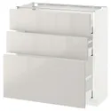 IKEA METOD МЕТОД / MAXIMERA МАКСІМЕРА, підлогова шафа з 3 шухлядами, білий / Ringhult світло-сірий, 80x37 см 791.426.00 фото thumb №1