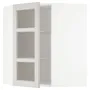 IKEA METOD МЕТОД, кутова настін шафа, полиці / скл двер, білий / світло-сірий Lerhyttan, 68x80 см 892.744.35 фото