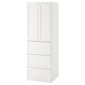 IKEA SMÅSTAD СМОСТАД / PLATSA ПЛАТСА, гардероб, білий з каркасом/з 3 шухлядами, 60x42x181 см 394.263.80 фото
