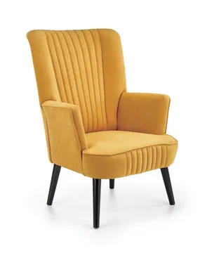 Мягкое кресло бархатное HALMAR DELGADO BLUVEL 68, горчичный фото