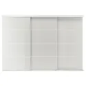 IKEA SKYTTA СКЮТТА / HOKKSUND ХОККСУНД, комбінація розсувних дверцят, білий / глянцевий світло-сірий, 301x205 см 094.227.41 фото thumb №1